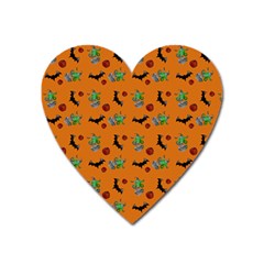 Halloween Witch Pattern Orange Heart Magnet by snowwhitegirl