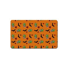 Halloween Witch Pattern Orange Magnet (Name Card)