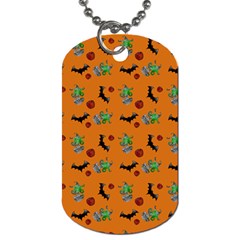 Halloween Witch Pattern Orange Dog Tag (One Side)