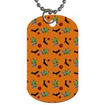 Halloween Witch Pattern Orange Dog Tag (One Side) Front