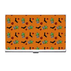 Halloween Witch Pattern Orange Business Card Holder