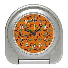 Halloween Witch Pattern Orange Travel Alarm Clock