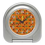 Halloween Witch Pattern Orange Travel Alarm Clock Front