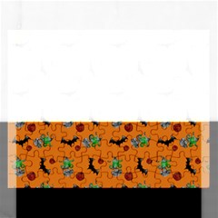 Halloween Witch Pattern Orange Rectangular Jigsaw Puzzl