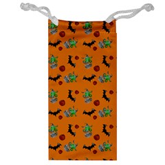 Halloween Witch Pattern Orange Jewelry Bag