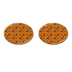 Halloween Witch Pattern Orange Cufflinks (Oval) Front(Pair)