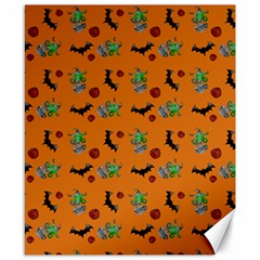 Halloween Witch Pattern Orange Canvas 8  x 10 