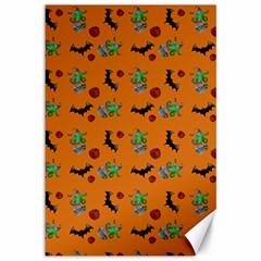 Halloween Witch Pattern Orange Canvas 12  x 18 