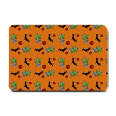 Halloween Witch Pattern Orange Small Doormat  by snowwhitegirl