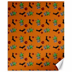 Halloween Witch Pattern Orange Canvas 11  x 14 