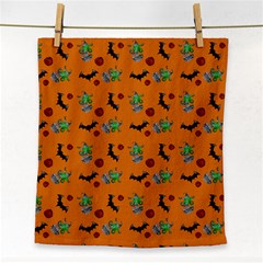 Halloween Witch Pattern Orange Face Towel