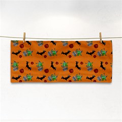 Halloween Witch Pattern Orange Hand Towel