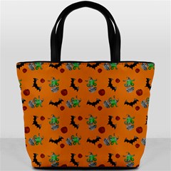 Halloween Witch Pattern Orange Bucket Bag