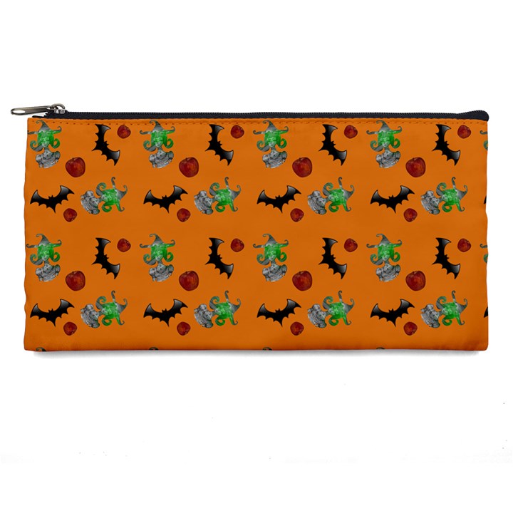 Halloween Witch Pattern Orange Pencil Cases