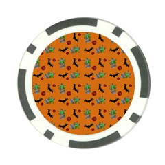 Halloween Witch Pattern Orange Poker Chip Card Guard (10 pack)