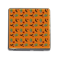 Halloween Witch Pattern Orange Memory Card Reader (Square 5 Slot)