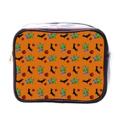 Halloween Witch Pattern Orange Mini Toiletries Bag (one Side)