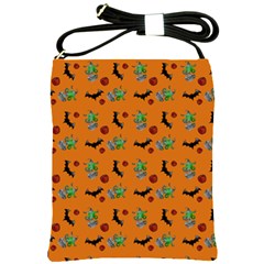 Halloween Witch Pattern Orange Shoulder Sling Bag