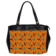 Halloween Witch Pattern Orange Oversize Office Handbag (2 Sides)