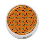 Halloween Witch Pattern Orange 4-Port USB Hub (Two Sides) Front