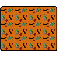 Halloween Witch Pattern Orange Fleece Blanket (Medium) 