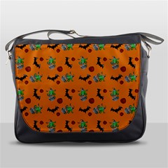 Halloween Witch Pattern Orange Messenger Bag