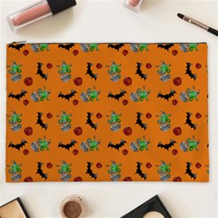 Halloween Witch Pattern Orange Cosmetic Bag (XXL)