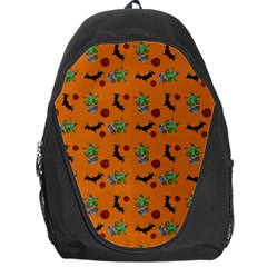 Halloween Witch Pattern Orange Backpack Bag