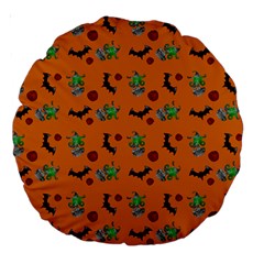 Halloween Witch Pattern Orange Large 18  Premium Round Cushions