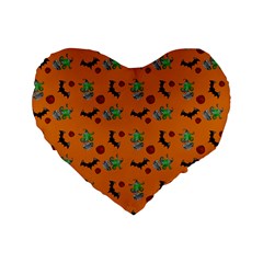 Halloween Witch Pattern Orange Standard 16  Premium Heart Shape Cushions