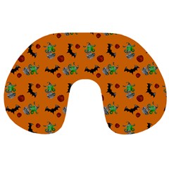 Halloween Witch Pattern Orange Travel Neck Pillow by snowwhitegirl