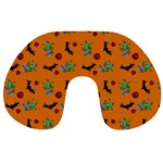 Halloween Witch Pattern Orange Travel Neck Pillow Front