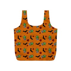 Halloween Witch Pattern Orange Full Print Recycle Bag (S)