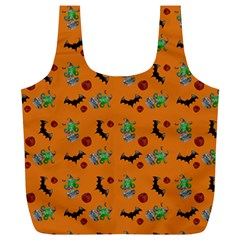 Halloween Witch Pattern Orange Full Print Recycle Bag (XL)