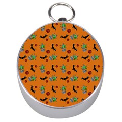 Halloween Witch Pattern Orange Silver Compasses