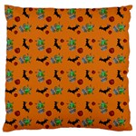 Halloween Witch Pattern Orange Large Flano Cushion Case (One Side) Front