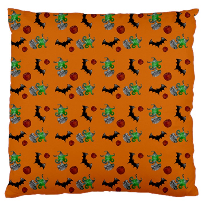 Halloween Witch Pattern Orange Large Flano Cushion Case (One Side)