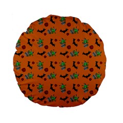 Halloween Witch Pattern Orange Standard 15  Premium Flano Round Cushions