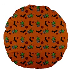 Halloween Witch Pattern Orange Large 18  Premium Flano Round Cushions