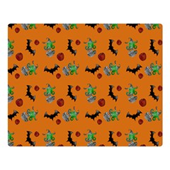 Halloween Witch Pattern Orange Double Sided Flano Blanket (Large) 