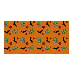 Halloween Witch Pattern Orange Satin Wrap