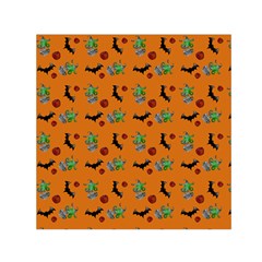 Halloween Witch Pattern Orange Small Satin Scarf (square)