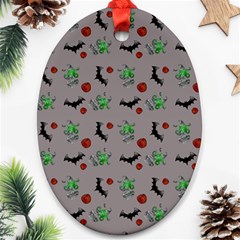 Halloween Witch Pattern Grey Ornament (oval) by snowwhitegirl