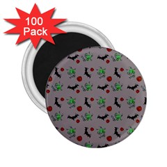 Halloween Witch Pattern Grey 2 25  Magnets (100 Pack)  by snowwhitegirl