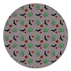 Halloween Witch Pattern Grey Magnet 5  (round) by snowwhitegirl