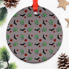 Halloween Witch Pattern Grey Round Ornament (two Sides) by snowwhitegirl