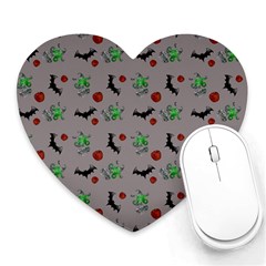 Halloween Witch Pattern Grey Heart Mousepads by snowwhitegirl