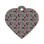 Halloween Witch Pattern Grey Dog Tag Heart (One Side) Front