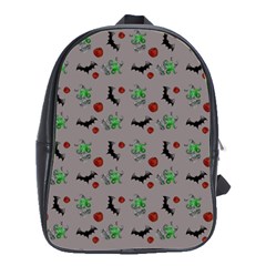 Halloween Witch Pattern Grey School Bag (large)