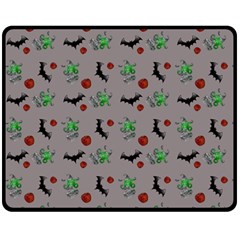 Halloween Witch Pattern Grey Double Sided Fleece Blanket (medium)  by snowwhitegirl